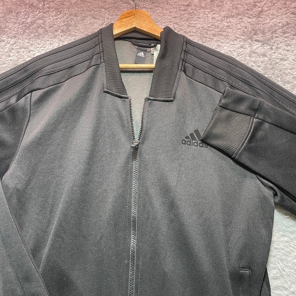 Adidas Women Black Full Zip Track Jacket Bomber Collar BR3279 Size Large